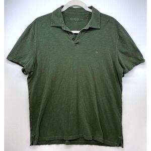 John Varvatos Olive Green Washed Polo Shirt Sz L Minimalist Preppy Classic Peace
